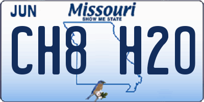 MO license plate CH8H2O