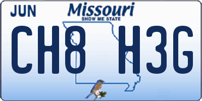 MO license plate CH8H3G