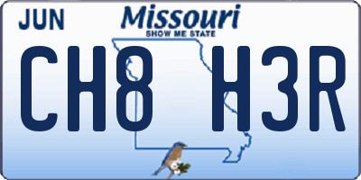 MO license plate CH8H3R