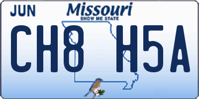 MO license plate CH8H5A