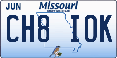 MO license plate CH8I0K