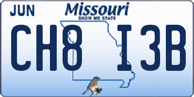 MO license plate CH8I3B