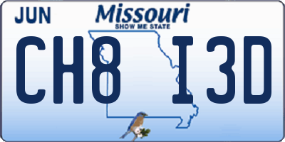 MO license plate CH8I3D