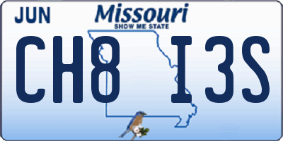 MO license plate CH8I3S