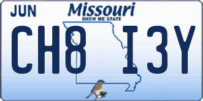 MO license plate CH8I3Y
