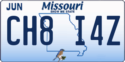 MO license plate CH8I4Z