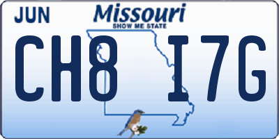 MO license plate CH8I7G