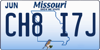 MO license plate CH8I7J