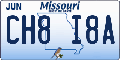 MO license plate CH8I8A