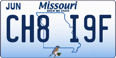 MO license plate CH8I9F