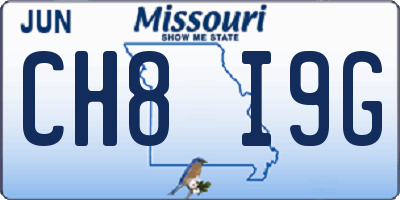 MO license plate CH8I9G