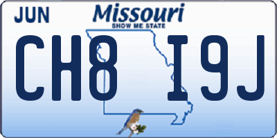 MO license plate CH8I9J