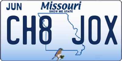 MO license plate CH8J0X