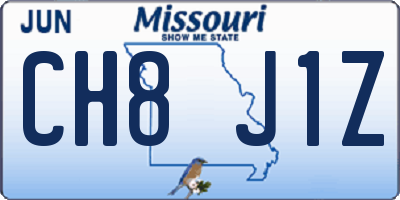 MO license plate CH8J1Z