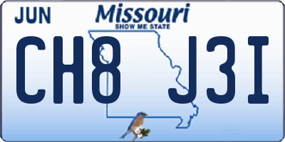 MO license plate CH8J3I