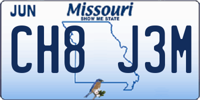 MO license plate CH8J3M