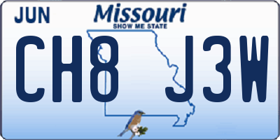 MO license plate CH8J3W