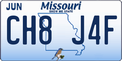 MO license plate CH8J4F