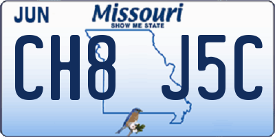 MO license plate CH8J5C