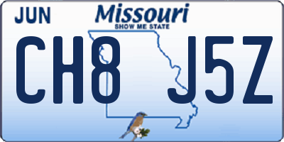 MO license plate CH8J5Z