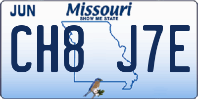MO license plate CH8J7E