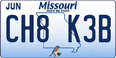MO license plate CH8K3B