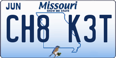 MO license plate CH8K3T