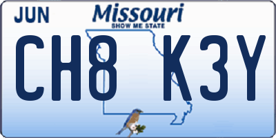 MO license plate CH8K3Y