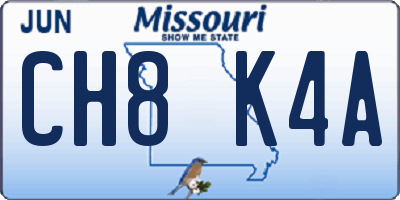 MO license plate CH8K4A