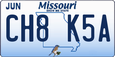MO license plate CH8K5A
