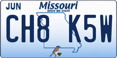 MO license plate CH8K5W