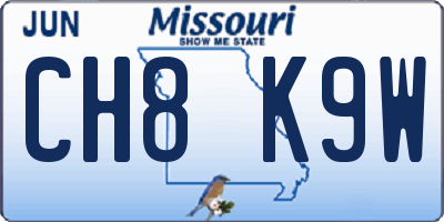 MO license plate CH8K9W