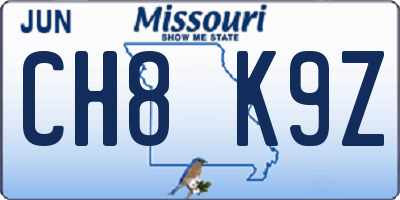 MO license plate CH8K9Z