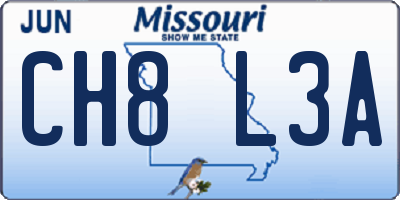 MO license plate CH8L3A