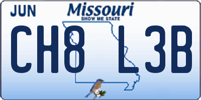 MO license plate CH8L3B
