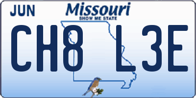 MO license plate CH8L3E