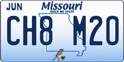 MO license plate CH8M2O