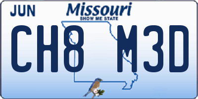 MO license plate CH8M3D