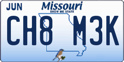 MO license plate CH8M3K