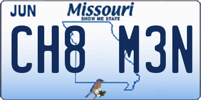 MO license plate CH8M3N