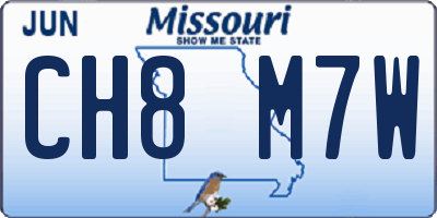 MO license plate CH8M7W