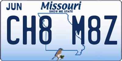 MO license plate CH8M8Z