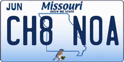 MO license plate CH8N0A