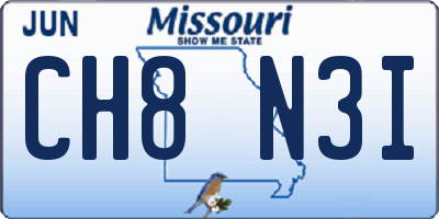 MO license plate CH8N3I