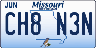 MO license plate CH8N3N