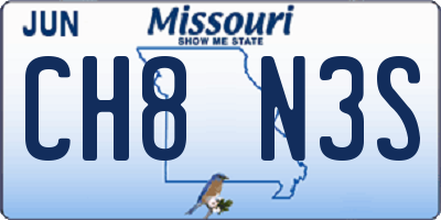 MO license plate CH8N3S