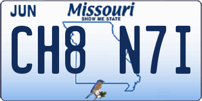 MO license plate CH8N7I