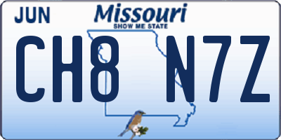 MO license plate CH8N7Z