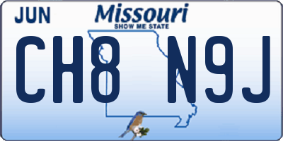 MO license plate CH8N9J