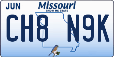 MO license plate CH8N9K